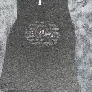 Beachbody Barre ‘I Am’ Dark Gray Graphic Tank with Pink Accent